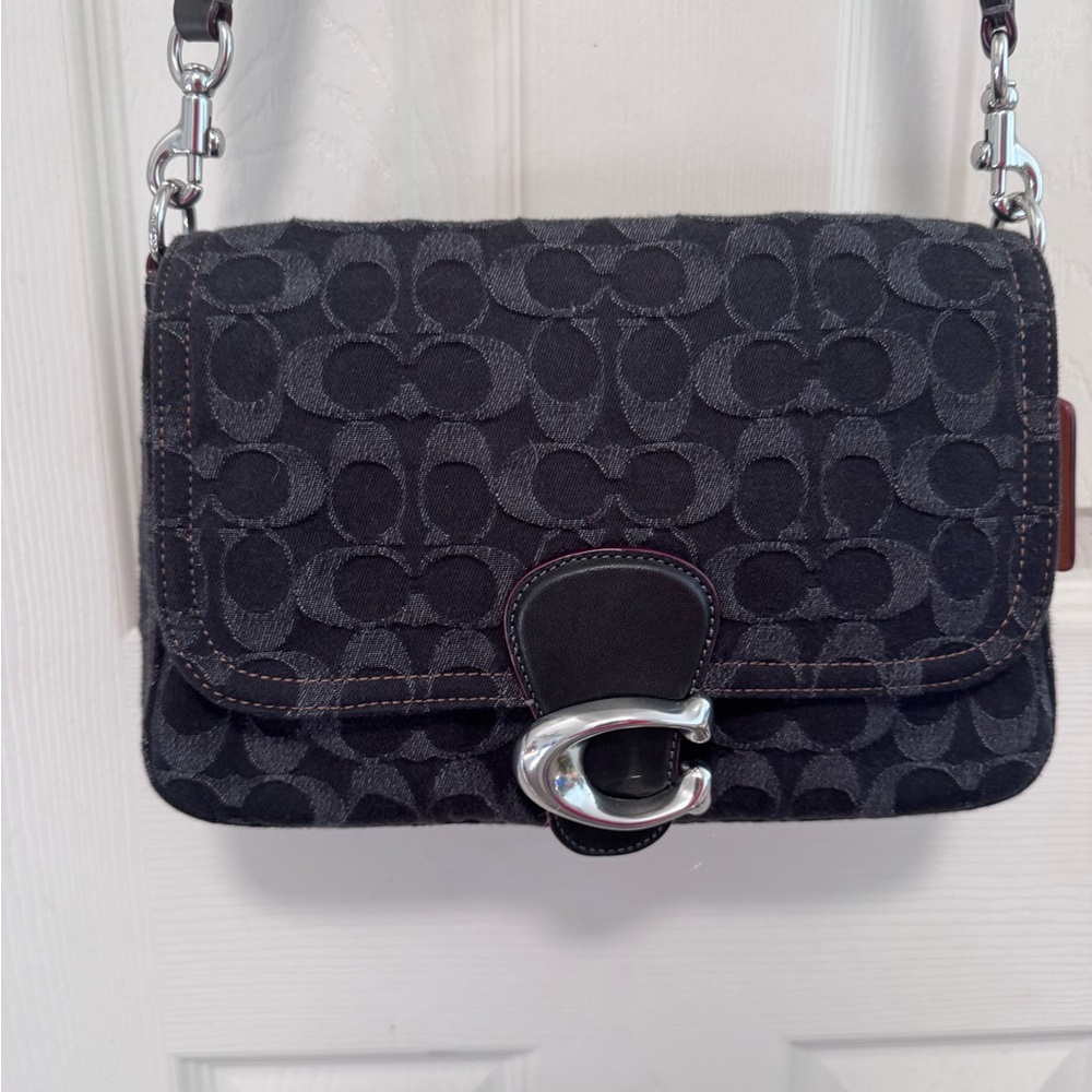 Coach Black and Grey Denim Soft Tabby Bag